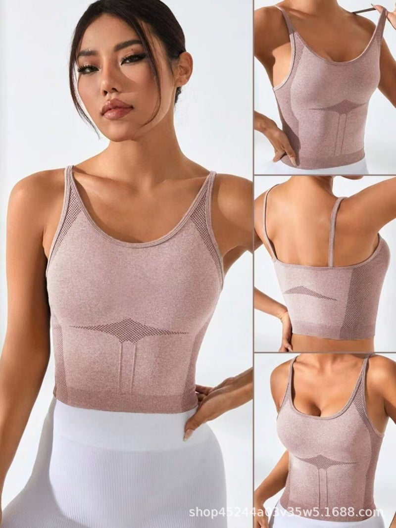 Sports Yoga Fitness Vest Chest Bundle Quick-Dry No Steel Rings (No Chest Pad) Women'S Girls Hollow - Image 4